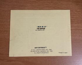 Air Fortress - Nintendo NES - Instruction Manual Booklet Only