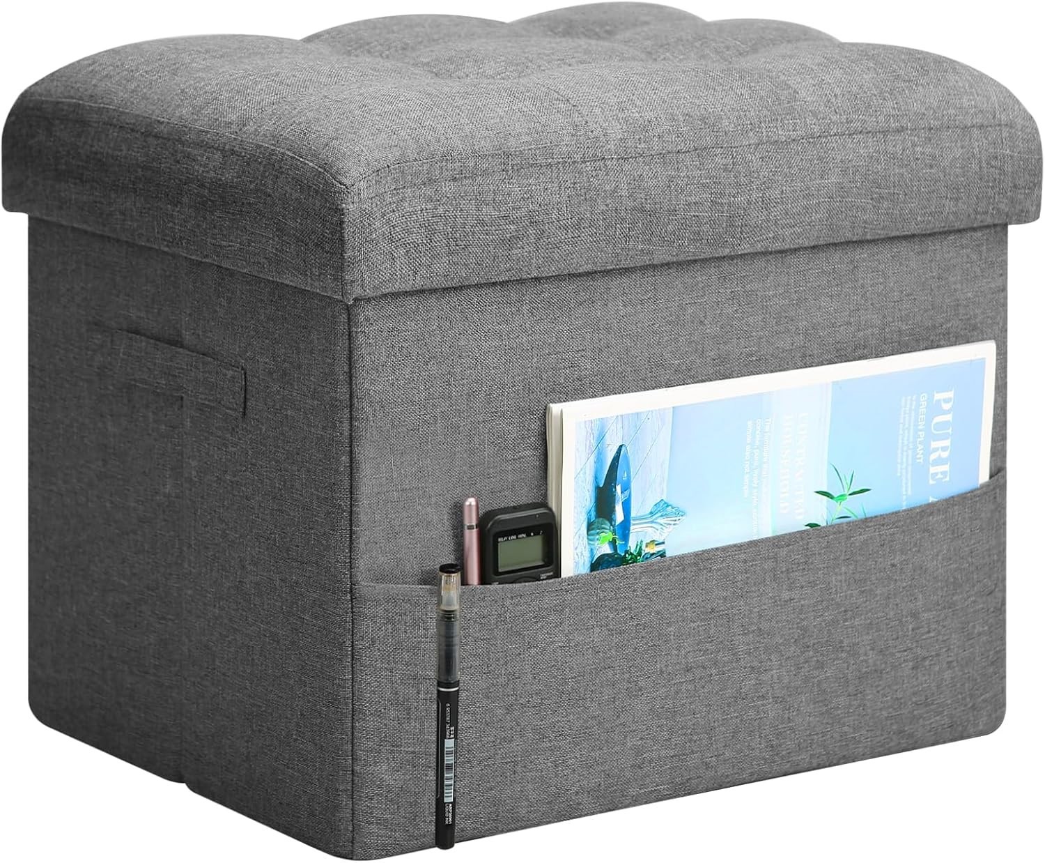 Storage Ottoman with Thick Foam Padded Seat Foldable Foot Rest Stool 43L