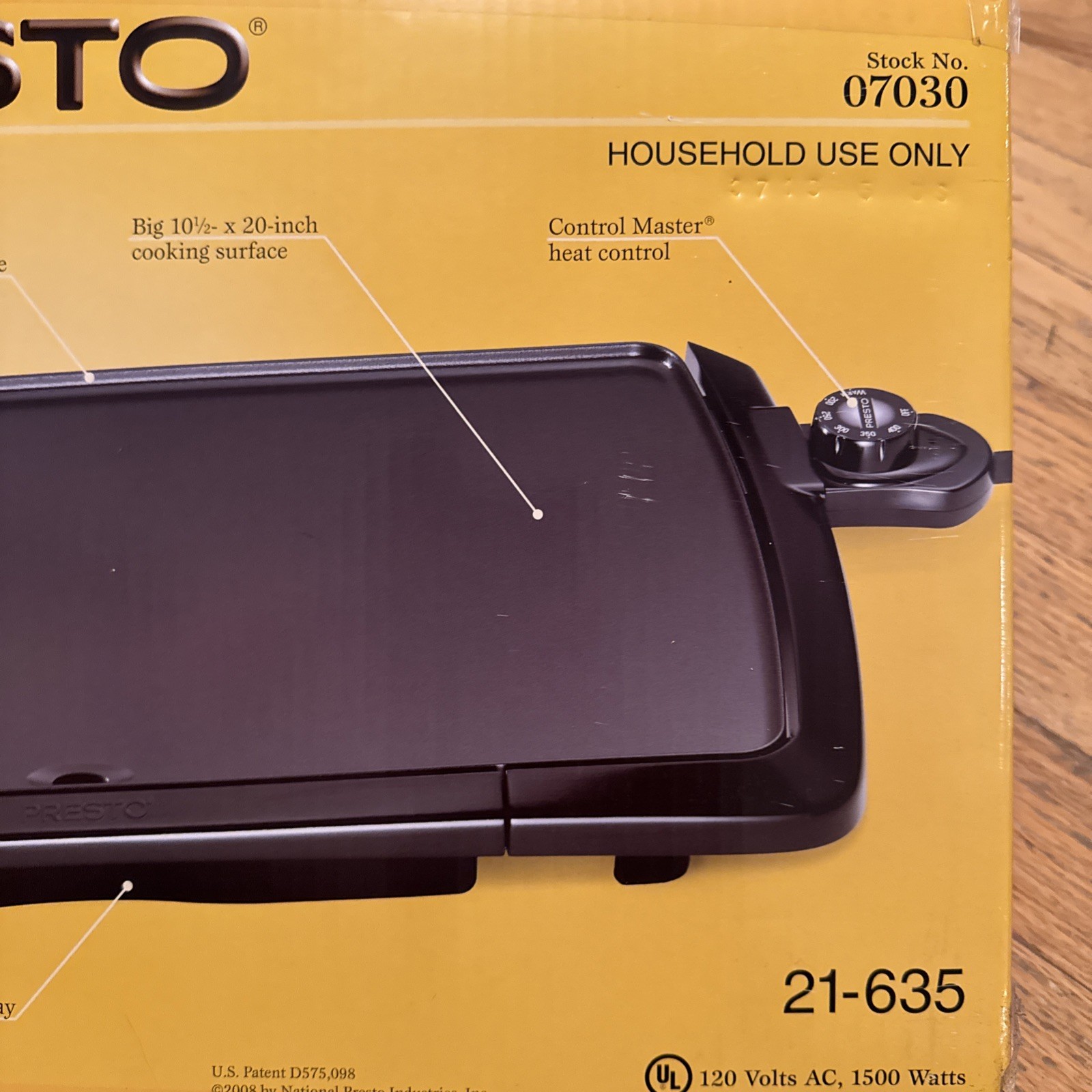 Presto 07030 1500-Watt Cool Touch Electric Non Stick Griddle Sealed NEW