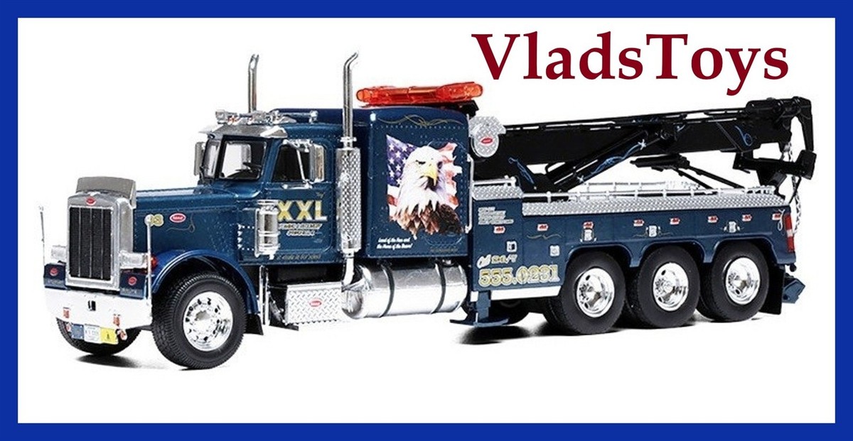 IXO Models 1:43 Scale 1980 Peterbilt 359 Wrecker - Blue w/ Eagle
