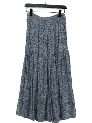 Fat Face Damen Midi Rock S blau geblümt 100% Viskose Midi A-Linie