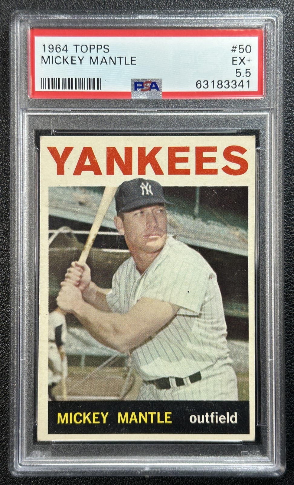 MICKEY MANTLE PSA 5.5 1964 TOPPS BASEBALL #50 YANKEES HOF 3341