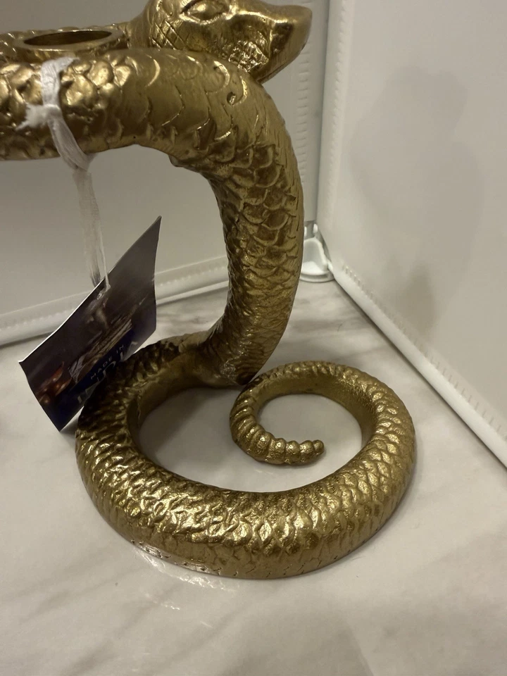 Gold Tone Single Metal Snake Figure Taper Candleholder Candle Stick Holder - Image 3 of 4