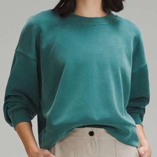 Lululemon Softstreme Perfectly Oversized Cropped Crew Pullover Teal Womens 14