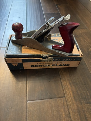 #ad Vintage Power Kraft 9 inch Smooth Plane in Box Montgomery Wards $12.00