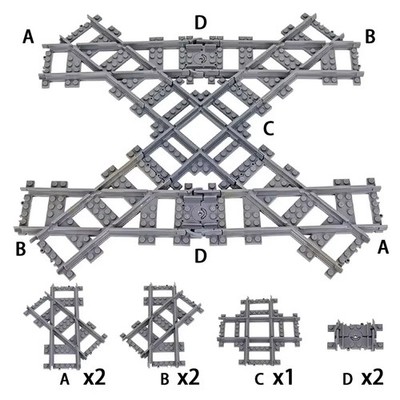 MOC City Eisenbahn Schienen Brücke Übergang Gleise Set Brückenpfeiler Bausteine
