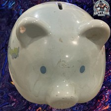 Piggy My First Piggy Bank Blue Ceramic Great Condition 5" Tall with Stopper