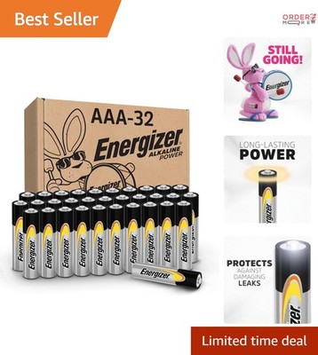Alkaline Power AAA Batteries 32 Count Long-Lasting 1.5V for Remote Flashlights
