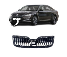 FOR SKODA SUPERB 20-24 NEW FRONT BUMPER CENTER GRILLE BLACK/CHROME  ACC HOLE