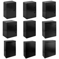 Plastic Weatherproof IP65 Lockable Black ABS Enclosure c/w Mounting Plate