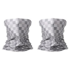 2pcs Summer Neck Gaiter Sun Protection Face Mask for Hiking, Plaid Gray