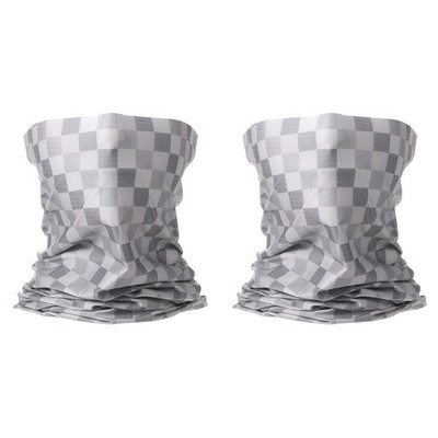 2pcs Summer Neck Gaiter Sun Protection Face Mask for Hiking, Plaid Gray
