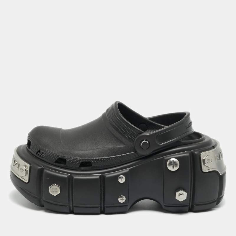 Balenciaga x Crocs Size 44 Black Rubber Hardcrocs Mules | eBay