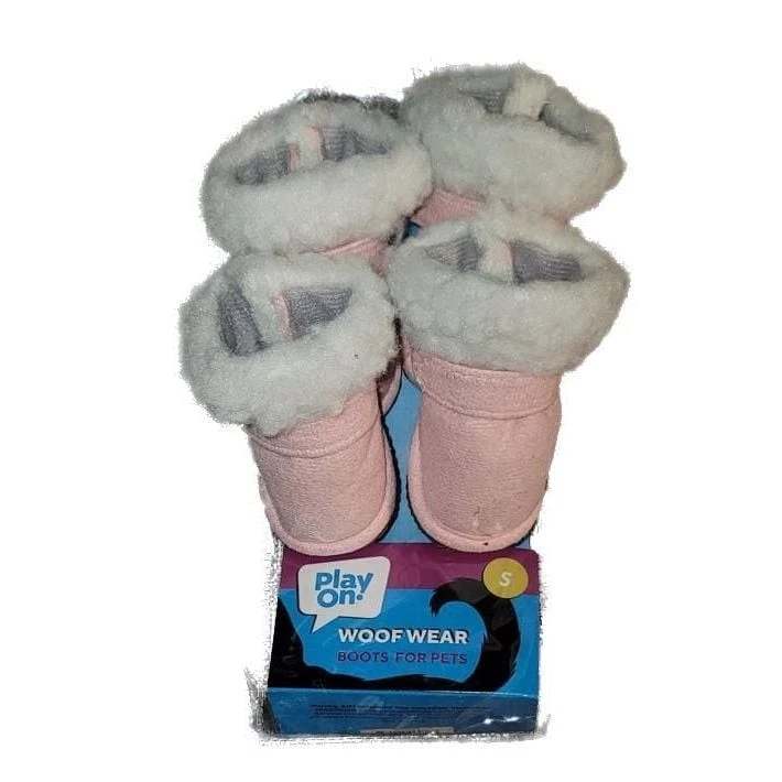 Botas Sherpa de gamuza sintética rosa para perro - Nuevas en paquete Foto 2 de 4