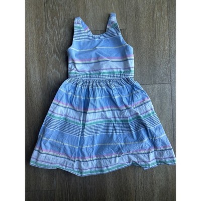 Polo Ralph Lauren Striped Cotton Oxford Dress preppySleeveless Pastel Blue Multi
