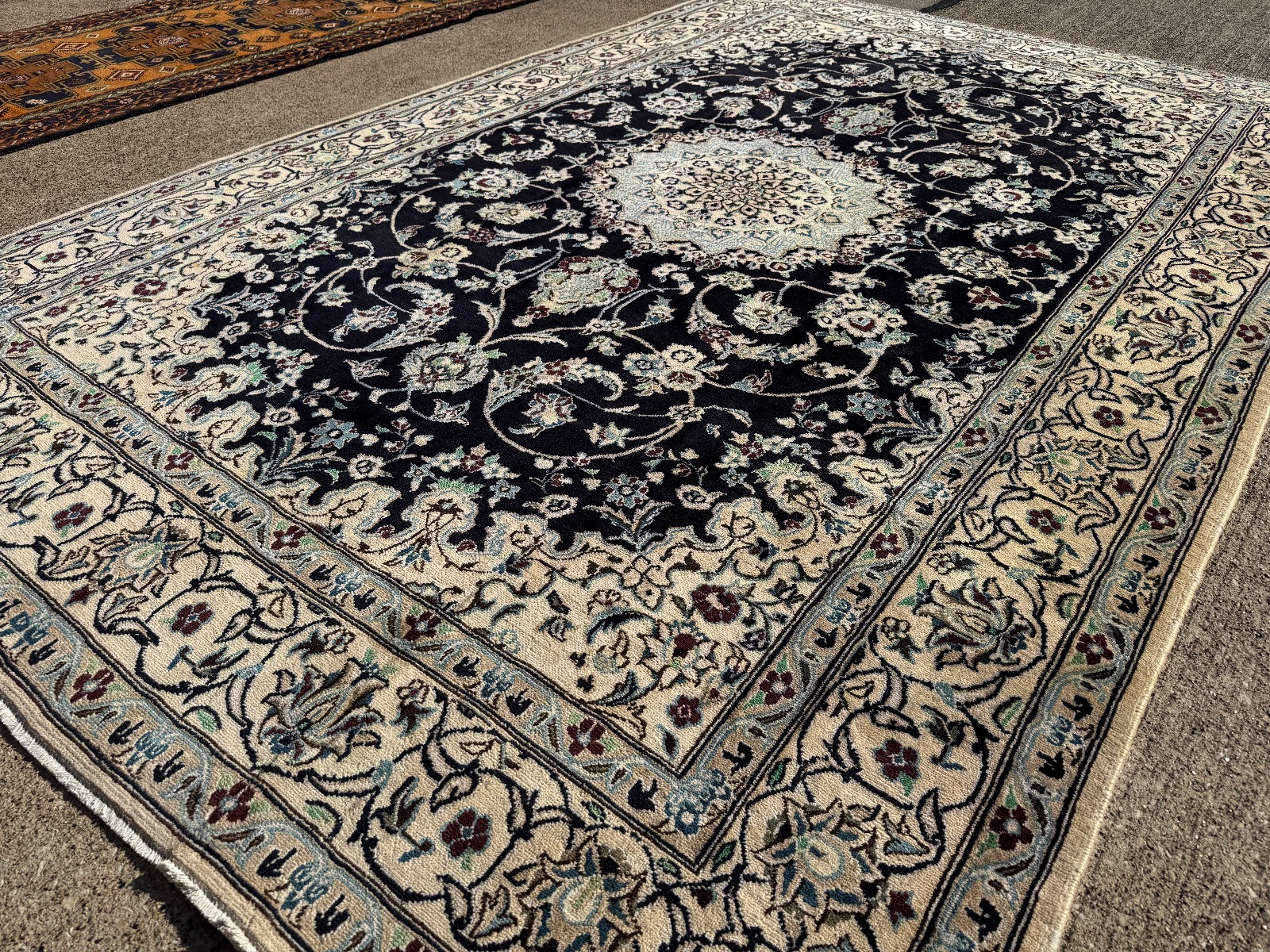 7x10 BLUE ORIENTAL RUG ANTIQUE wool vintage handmade handwoven fine 6x9 7x9 6x10