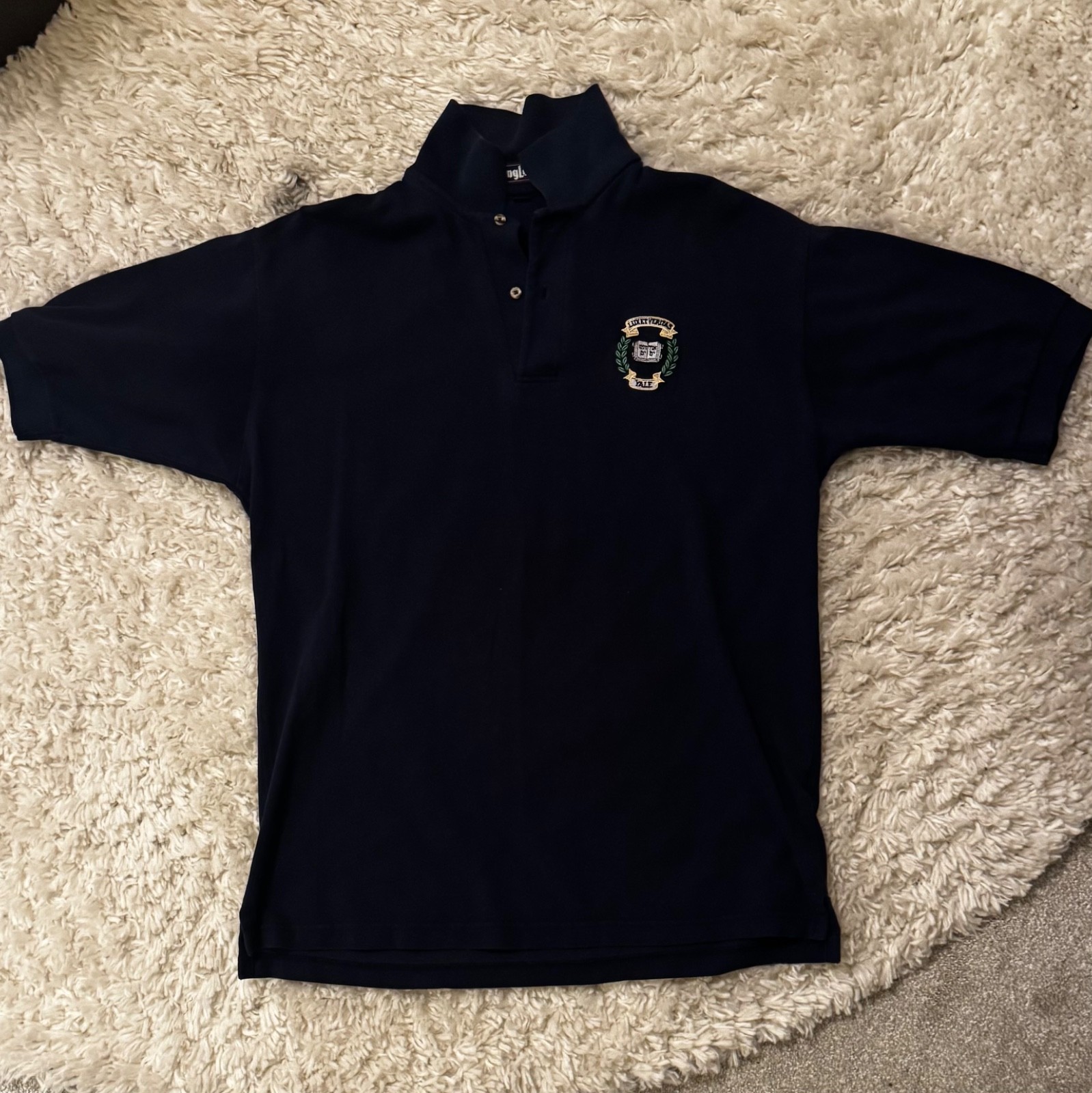 Vintage Navy Blue Yale Polo Shirt Large Made In USA