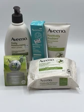 Aveeno Positively Radiant Gel Moisturizer, Scrub, Lotion, Makeup Wipes & Sunscre