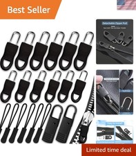 20-Piece Universal Zipper Pull Replacement Kit - Black, 3 Styles & 4 Sizes