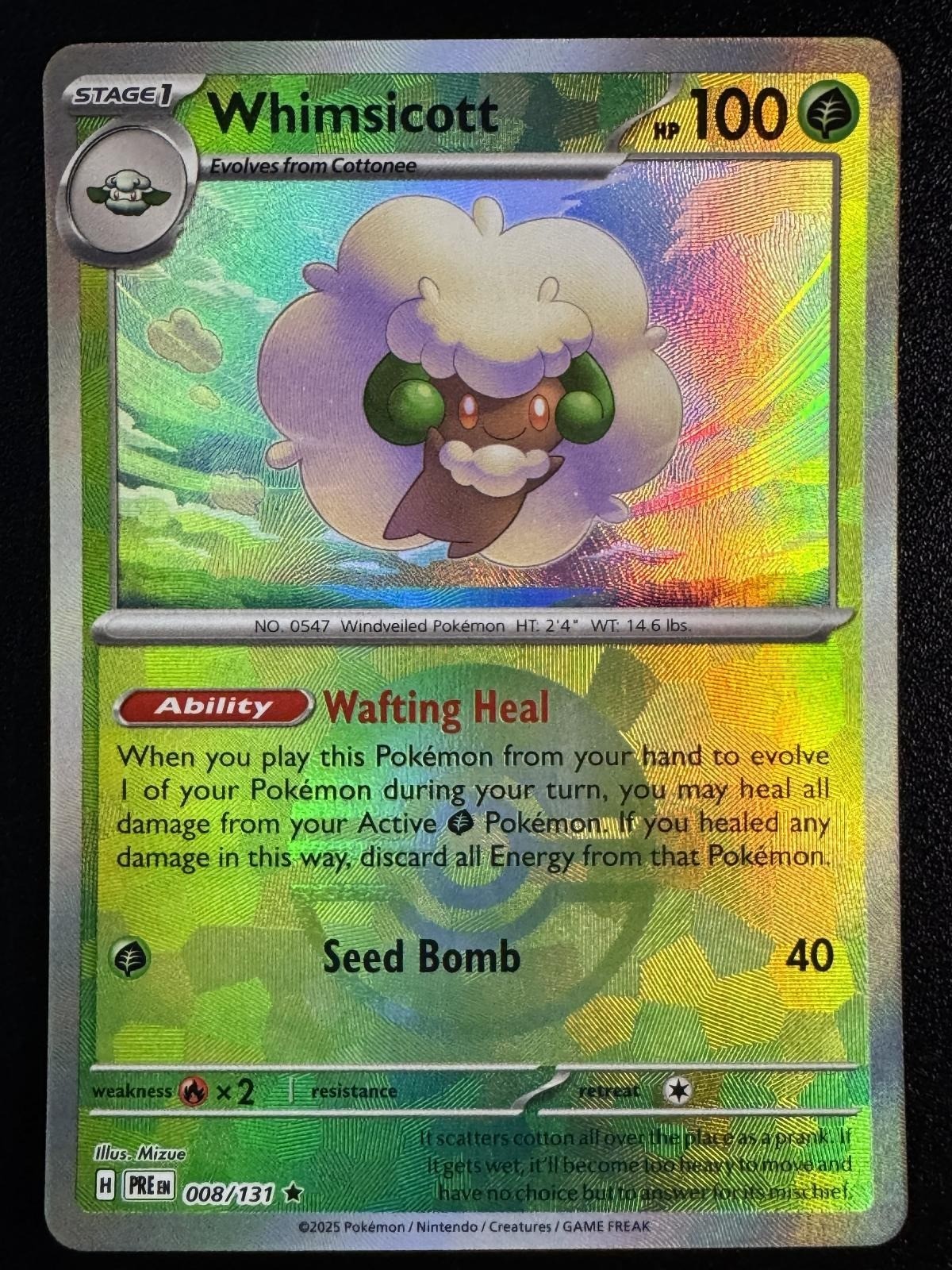 Whimsicott 008/131 Holo Rare Prismatic Evolutions Pokemon Near Mint