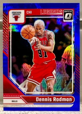 JERSEY NUMBER MATCH! 2024 Donruss Optic Dennis Rodman Blue Hyper 91/175! BULLS!