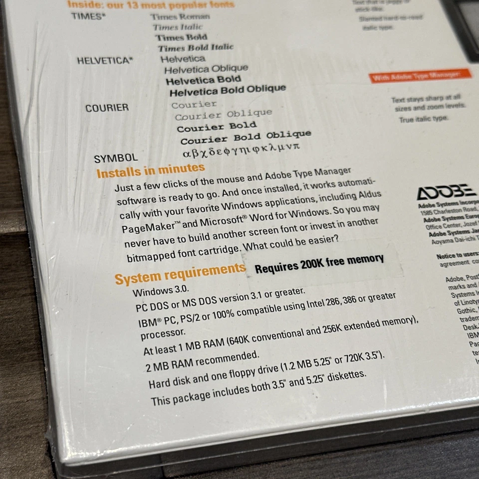 Adobe Type Manager - Factory Sealed - 1990 Windows 3.0 DOS - RARE Find!  - Image 3 of 4