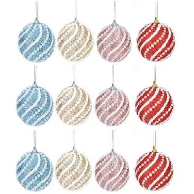 Foam Christmas Ball Balls Ornament for White Tree Hanging Craft Ornaments 12 Pcs