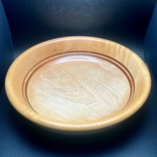 VTG Maple Wood Bowl W/Walnut Inlay Artisan Signed Zach Mayer 2007 Hand Turned