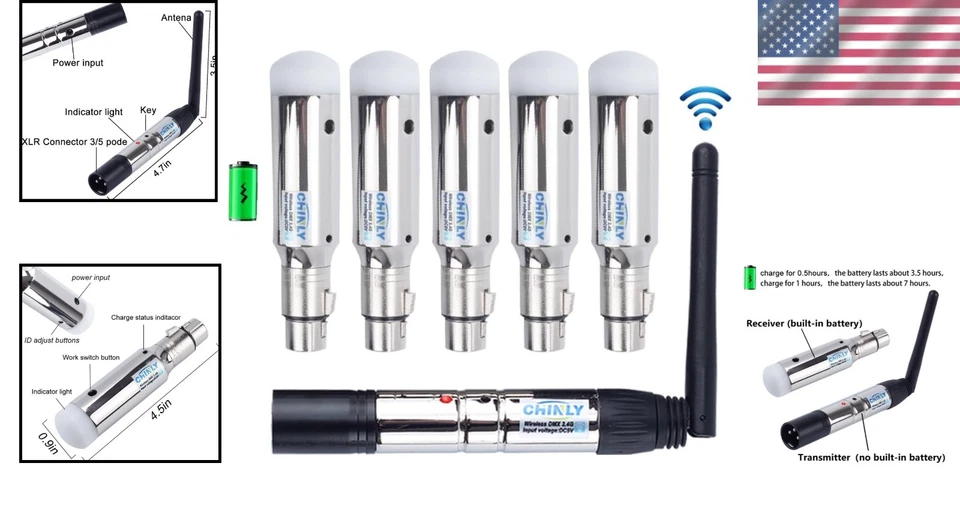 6pcs 2.4G Wireless Receiver with Built-in Battery - Image 2 of 4