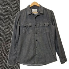 Ezekiel Mini Chevron Patterned Long Sleeve Button Down Shirt Mens Size M Black