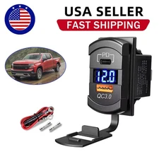 WNNBTOVN 12V Dual USB Outlet QC3.0 PD Type C Car Socket Fast Charger USB Adapter