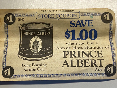 Vintage Price Albert Tobacco Coupon from 1979