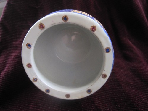 Vintage Cobalt Blue Geisha Girl Round Vase - Picture 3 of 12