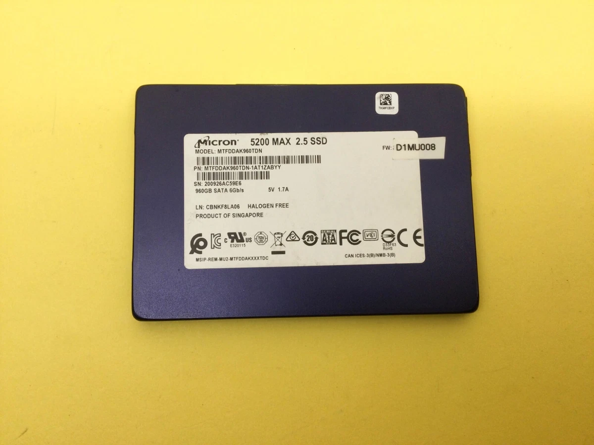 Micron 5200 MAX 960GB SATA 6Gbps 2.5 Internal SSD MTFDDAK960TDN