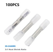 100x Waterproof 26-22AWG Wire Heat Shrink Butt Crimp Connector Splice Terminals