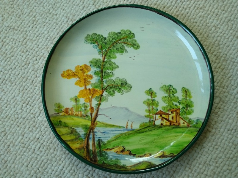 Vintage FAMA  Hand Painted Plate Ascoli P Italy