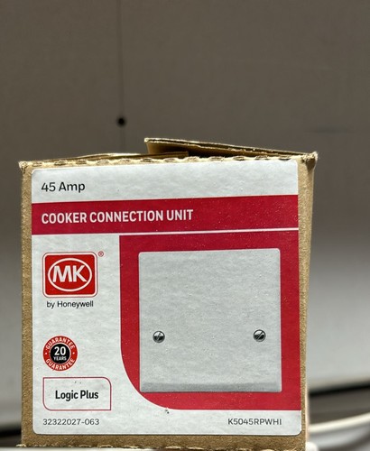 Mk Connection Unit For Cookers 45 Amps K50454RPWHI Pack Of 3 - Picture 2 of 2