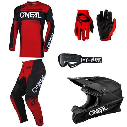ONeal Element Red dirt bike MX motocross Jersey Pants Gloves Helmet combo set