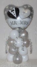 WEDDING DAY - MR & MRS - BRIDE & GROOM - FOIL BALLOON DISPLAY -TABLE CENTREPIECE