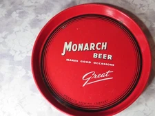 Vintage MONARCH BREWING COMPANY Chicago IL- Beer Metal Serving Tray - 12 inch