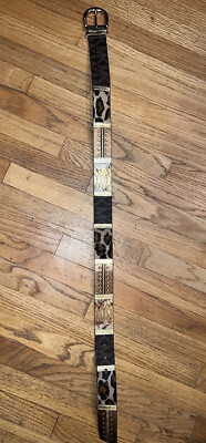 Michael Kors MK Logo Cheetah Multiclr Leather Belt Gold  display picture 1