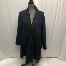 Camelion Coatagin Womens Size Large Blue Black Wool Blend Sweater Jacket Pockets