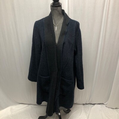 Camelion Coatagin Womens Size Large Blue Black Wool Blend Sweater Jacket Pockets