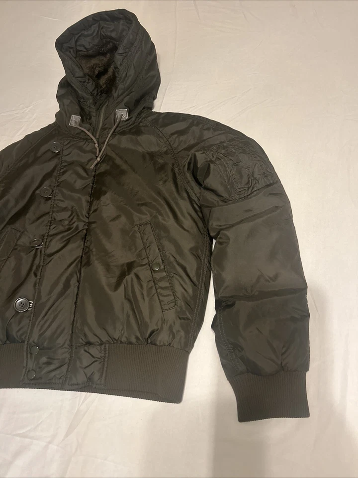 POLO JEANS RALPH LAUREN Mujer De Colección Marrón Con Capucha Y2K Chaqueta Bomber Grande M Foto 3 de 4