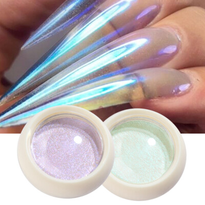 Neon Mermaid Magic Nail Powder Chrome Glitter Aurora Solid  C8