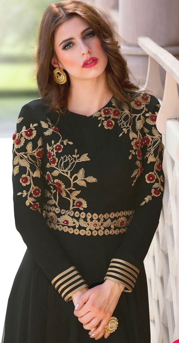 Brand New Womens Black and Gold Indian Anarkali Dress Size 8 | eBay
