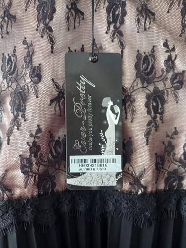 EVER PRETTY BLACK DRESS WITH LACE, KNEE LENGTH, FULLY LINED, SIZE 16, BNWT - Picture 6 of 6