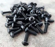 50 Tattoo Machine 8-32 Black Alloy Socket Button 1/2" Coil Screws Builder USA