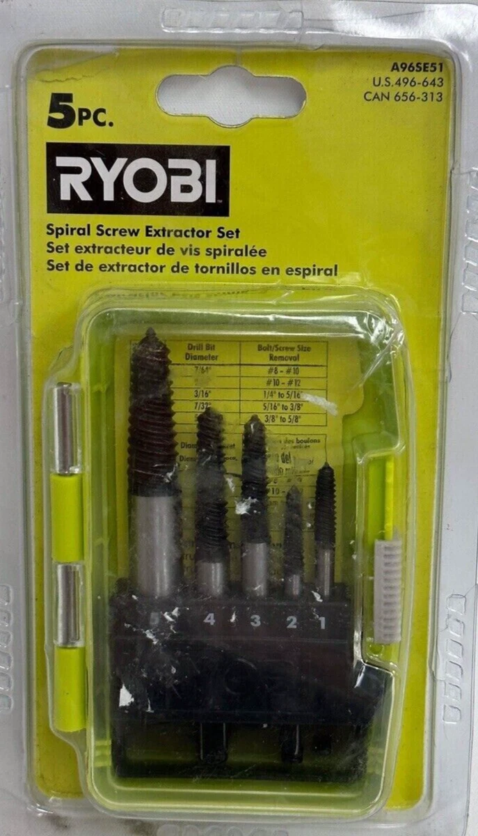RYOBI Spiral Screw Extractor Set (5Piece) A96SE51 The Home