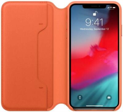 Original Apple iPhone XS Max Leder Folio Case Hülle - Sunset Orange - Neu